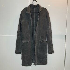 Japanese heather grey weathered chore coat trench coat cotton minimal modern